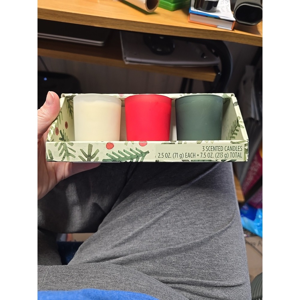3pk Candle Gift Box Balsam Fir Winter Berry Spruce Holiday Cookies Set New Set